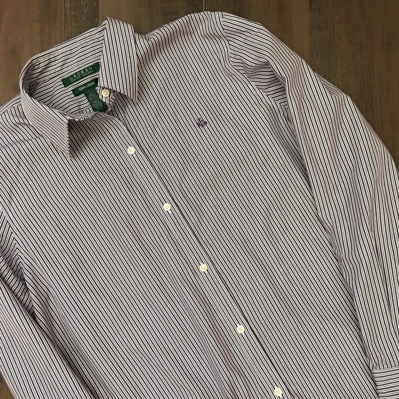 Lauren Ralph Lauren Women’s Striped Oxford Sz Lg - Picture 4 of 5
